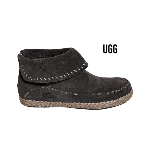 Ugg Suede Gray Foldover Mocassin Boots - Picture 1 of 8